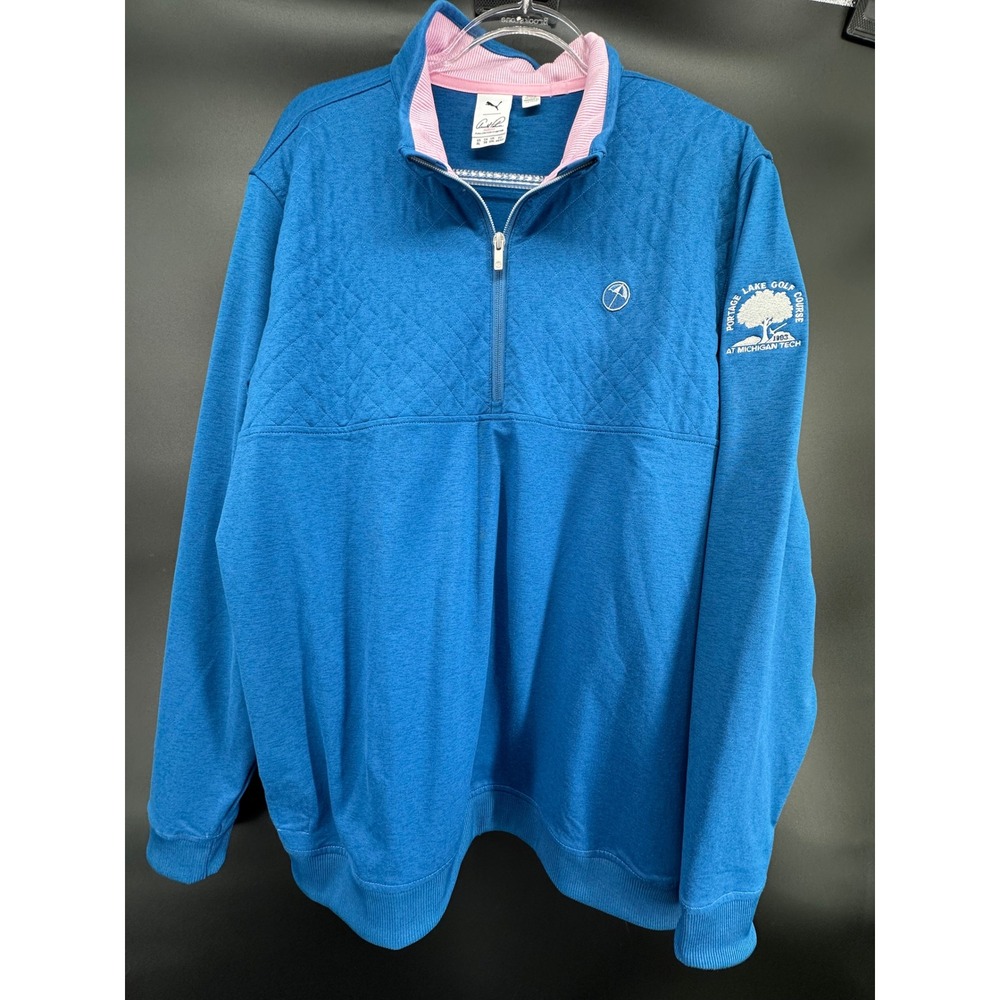Puma Arnold Palmer CLOUDSPUN Castle Golf 1/4 Zip Blue‎ Mens XL Sweatshirt MTU